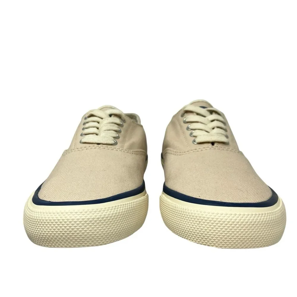 Sperry Sneakers Mens‎ 7 Beige Top-Sider Canvas Lace Up Nautical Boat 13519899